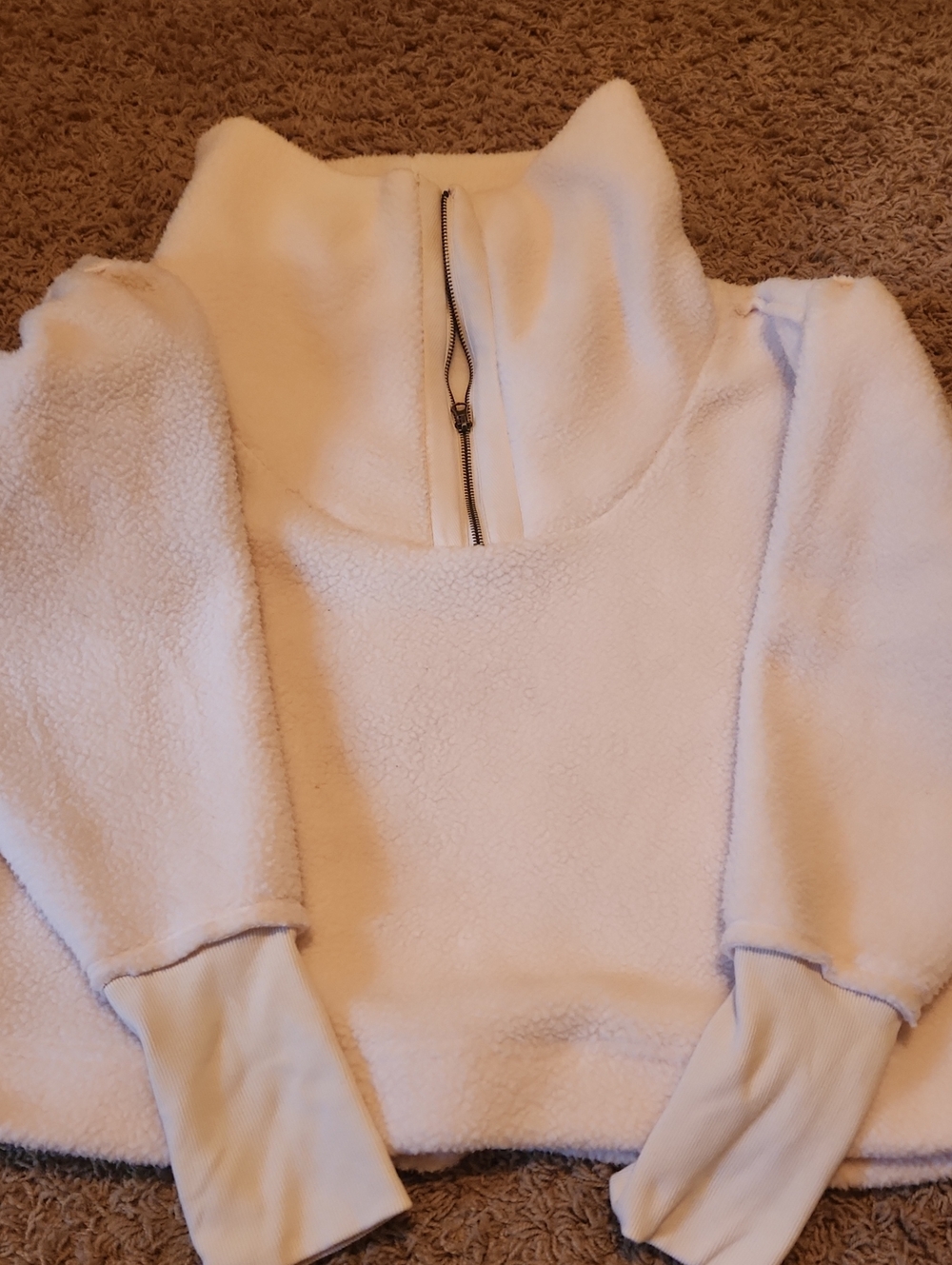 Free People Cozy Crop Half-Zip Sherpa Pullover XL - Picture 2 of 10